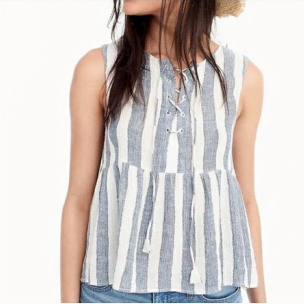 J.Crew Point Sur La Striped Peplum Resort Top S